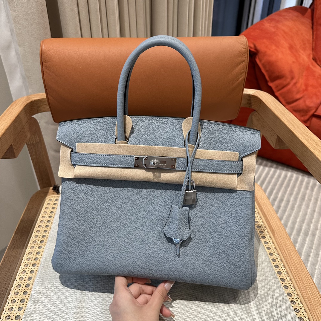 Hermès Birkin30cm, J7/Blue lin, togo, slipr, all handmade!!