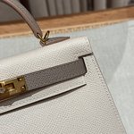 Top Sale
 Hermes Kelly Handbags Crossbody & Shoulder Bags Gold Grey Milkshake White Hardware Epsom Mini