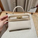 Hermes Kelly Handbags Crossbody & Shoulder Bags Gold Milkshake White Hardware Epsom Mini