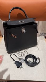 Hermes Kelly Handbags Crossbody & Shoulder Bags Replica US
 Black Silver Hardware