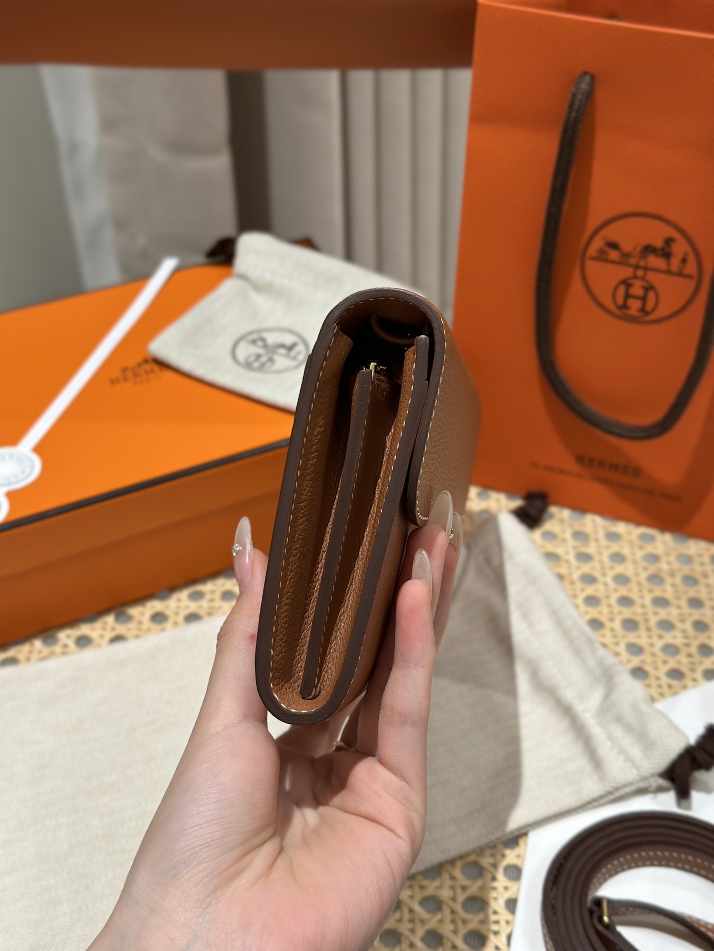 Hermès Handmade Constance Constance to go, golden brown, calfskin, gold buckle woc series