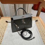 Hermes Kelly Handbags Crossbody & Shoulder Bags Grey Silver Hardware Cowhide Epsom Mini