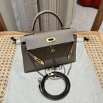 Store
 Hermes Kelly Handbags Crossbody & Shoulder Bags Gold Grey Hardware Cowhide Epsom Mini