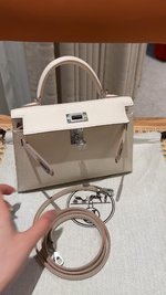 Highest Product Quality
 Hermes Kelly 7 Star
 Handbags Crossbody & Shoulder Bags Milkshake White Silver Hardware Cowhide Epsom Mini