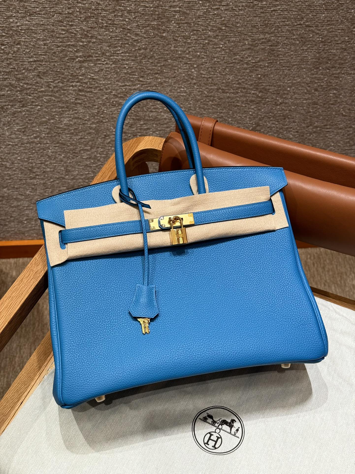 Hermes Birkin Bags Handbags AAA Quality Replica
 Blue Gold Platinum Hardware Calfskin Cowhide