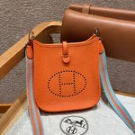 Hermes Evelyne Crossbody & Shoulder Bags Fashion Replica
 Orange Men Silver Hardware Cowhide Mini