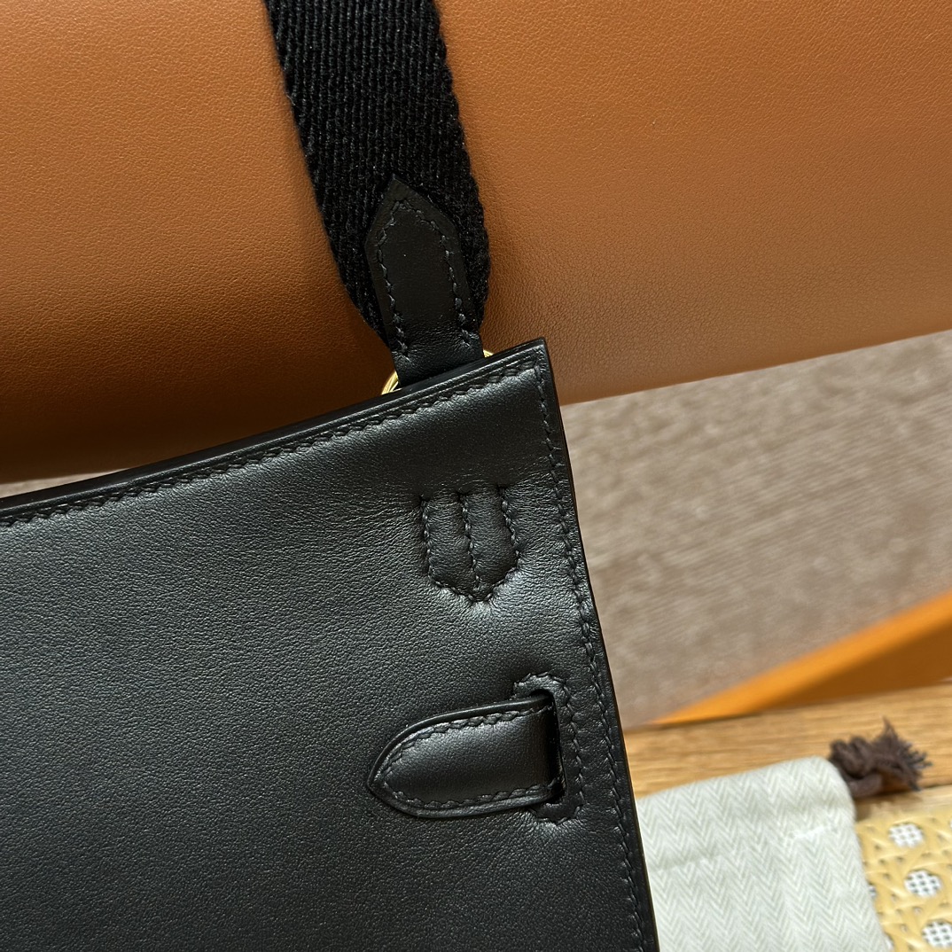 Mini Jypsiere 23cm: Swift Leather Black with Gold Hardware, Handmade Bag 6 i1714916524 602 2