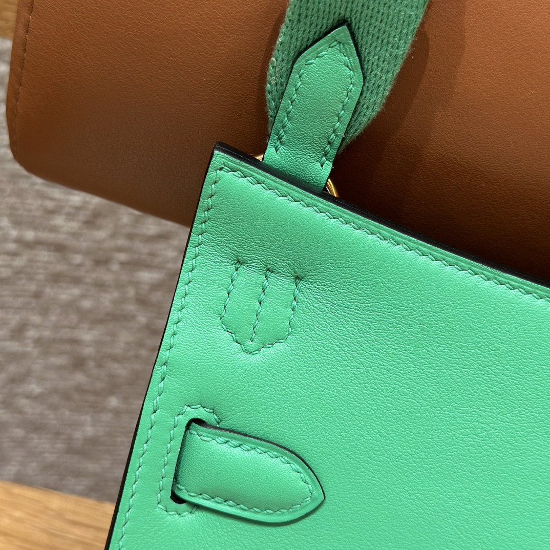 Mini Jypsiere 23cm Swift Leather Crossbody Bag - Cartoon Green & Gold Hardware 6 i1714916652 8029 0