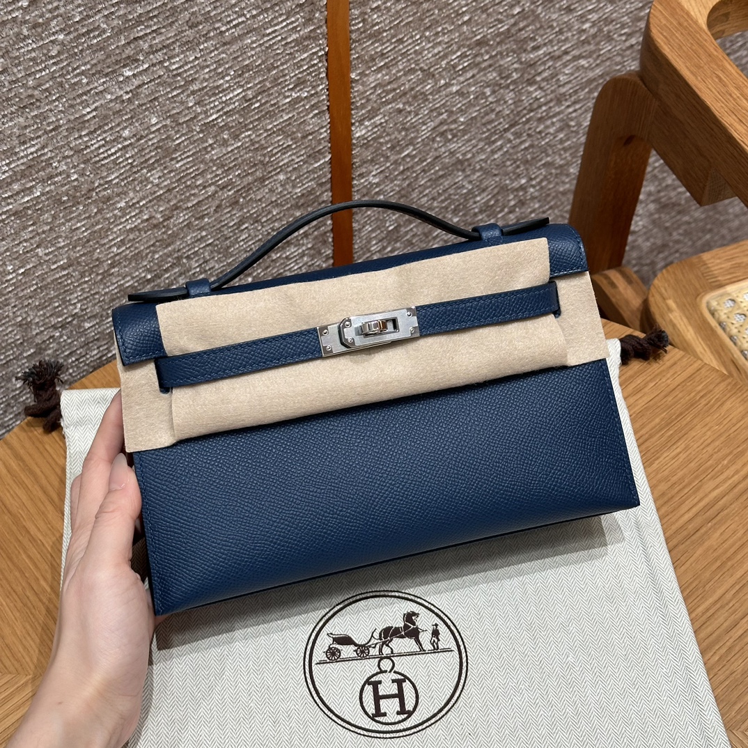 Hermès Kelly Pochette 22cm (Deep blue)
