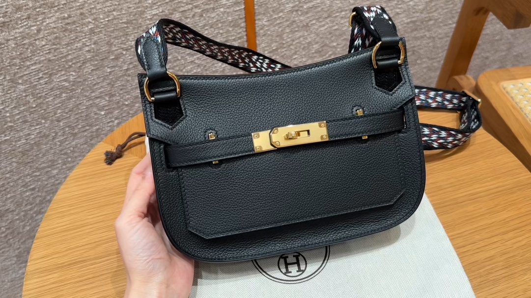 Jypsiere Mini Noir Evercolor Leather Bag with Gold Hardware
