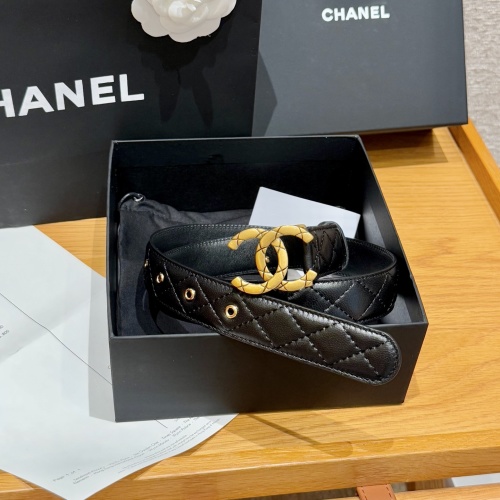 Chanel Women's Belt Lambskin Leather Double C Buckle - Black, 3.0cm 1 Chanel Women's Belt Lambskin Leather Double C Buckle - Black, 3.0cm