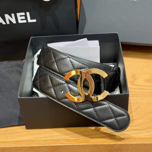 Chanel Women's Belt Classic Lambskin Leather Double C Buckle, 4.0cm Width 1 Chanel Women's Belt Classic Lambskin Leather Double C Buckle, 4.0cm Width