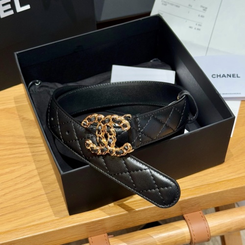 Chanel Classic Quilted Leather Belt with Chain Interwoven CC Buckle, 3.0cm 1 Chanel Classic Quilted Leather Belt with Chain Interwoven CC Buckle, 3.0cm