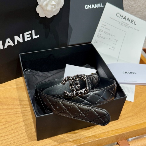 Chanel Classic Quilted Lambskin Belt with Chain and CC Buckle, Black, 3.0cm 1 Chanel Classic Quilted Lambskin Belt with Chain and CC Buckle, Black, 3.0cm