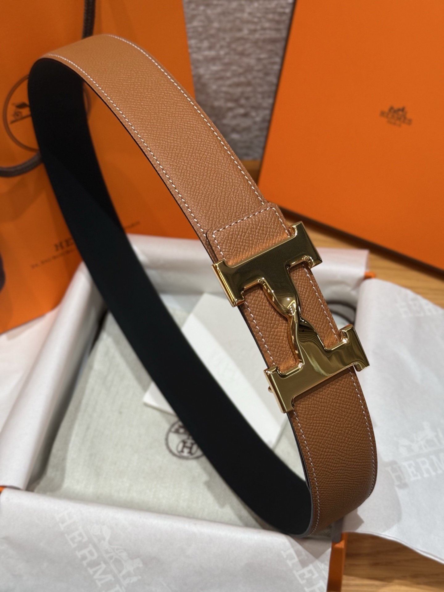 H家男款腰带 - 双面使用の高級腰ベルト