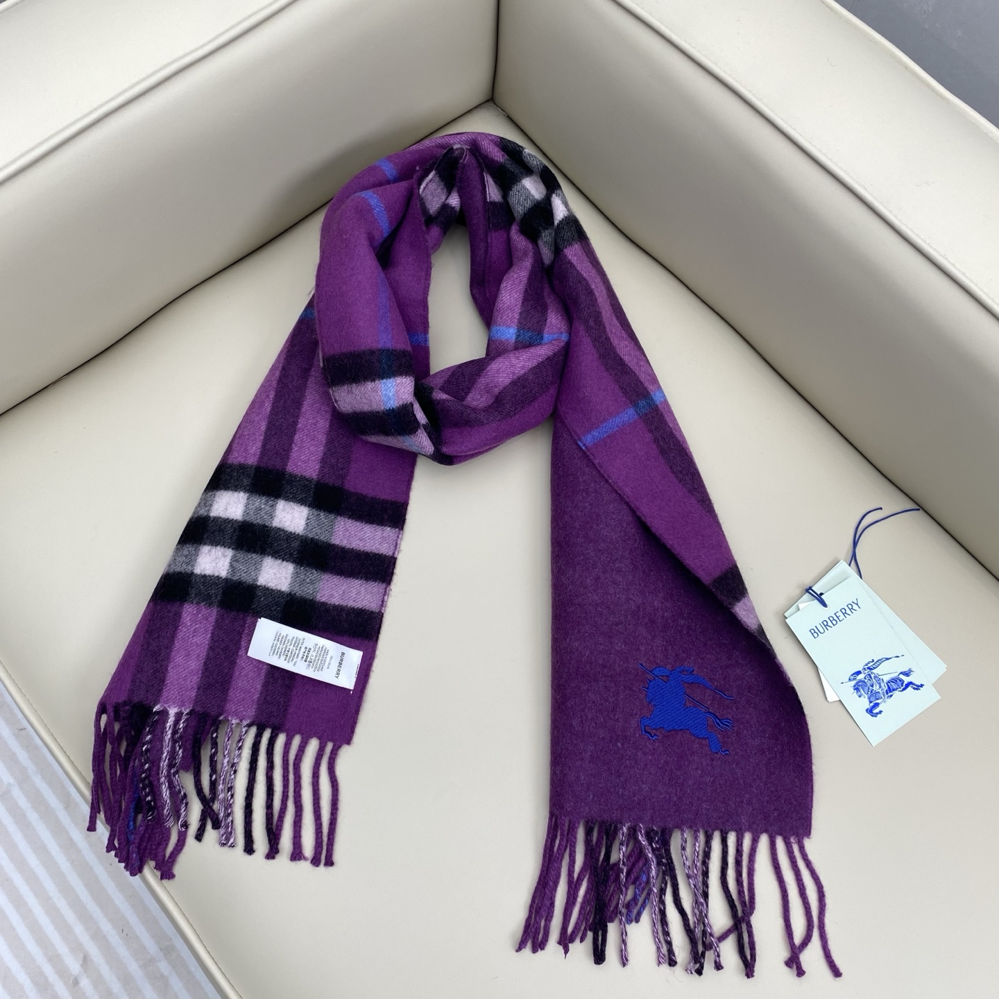 ❤️最新款 B双刺 双面刺绣➕印花➕提花 大密度双面羊绒格子围巾 超高难度工艺 绝非一般coPy能做 原