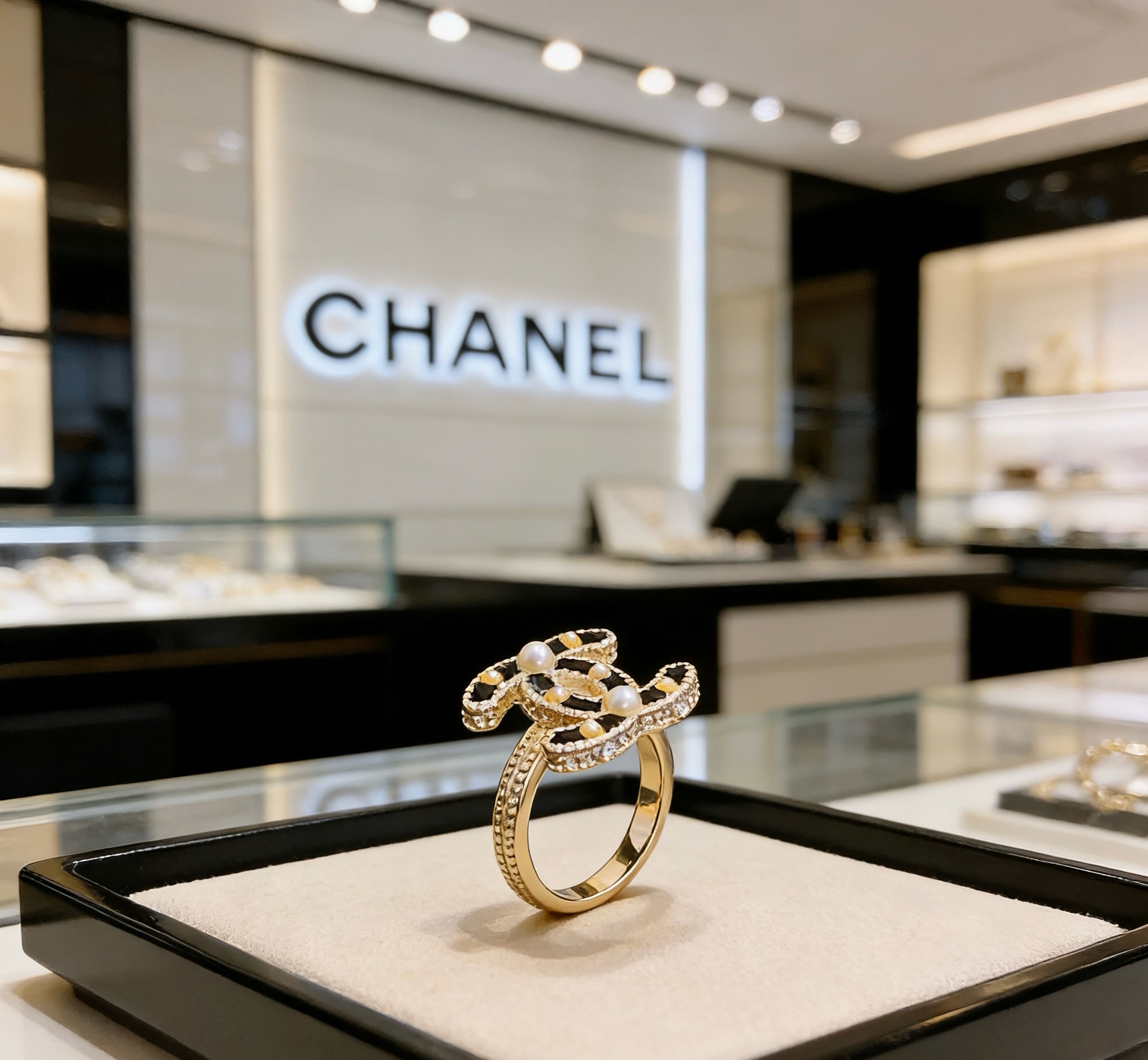 Chanel 香奈儿 简约复古珍珠戒指 精选精致质重工打造 适合各种各样手指  码数678