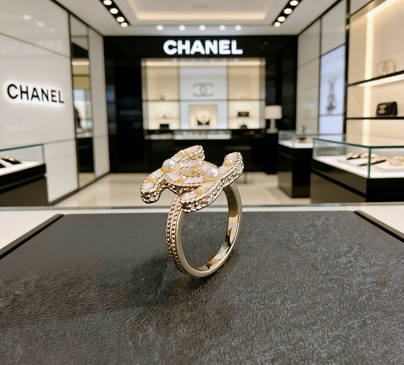 Chanel 香奈儿 简约复古珍珠戒指 精选精致质重工打造 适合各种各样手指  码数678