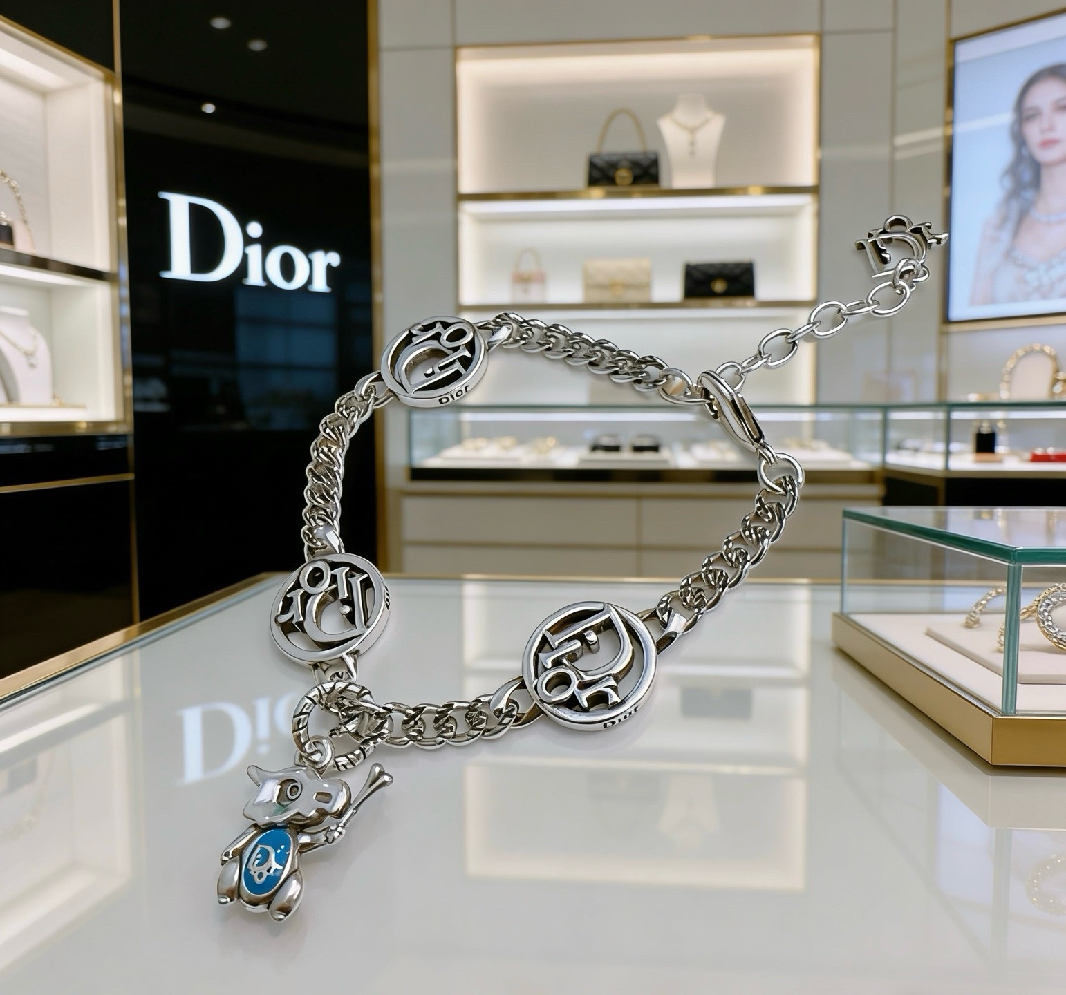DIOR新款高品质迪奥手链原单货专柜新款开模复古潮流时尚必备 男女均可佩戴 情侣款同款 摇滚朋克泰银风格 复古元素 潮流