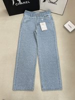 Chanel Clothing Jeans Pants & Trousers Blue Light Embroidery