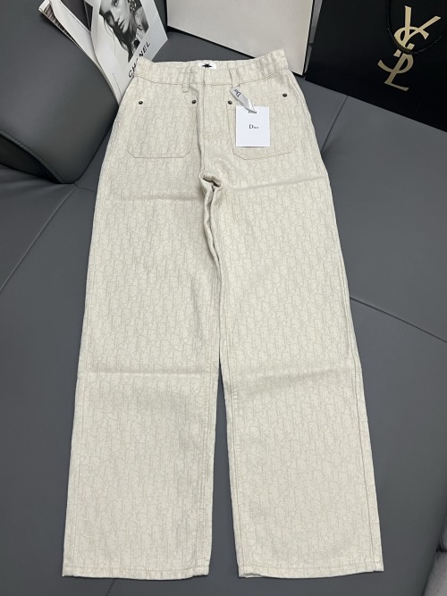Dior 25 Spring/Summer Beige Jeans D-Letter Jacquard Comfortable Denim Pants 1 Dior 25 Spring/Summer Beige Jeans D-Letter Jacquard Comfortable Denim Pants
