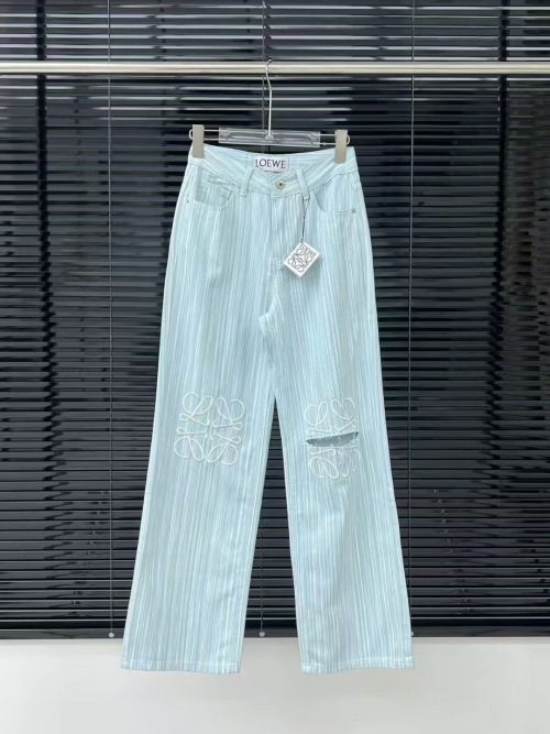 Loewe Embroidered Logo Jeans Cotton Denim High Waist Wide Leg Pants 1 Loewe Embroidered Logo Jeans Cotton Denim High Waist Wide Leg Pants