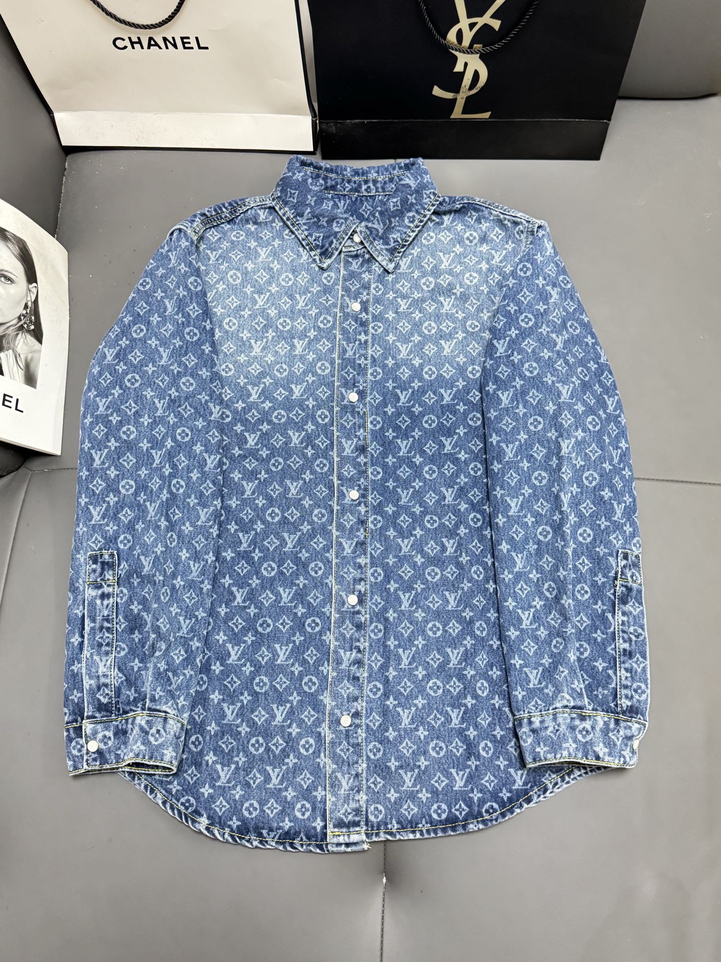 Louis Vuitton Blue Monogram Button Shirt