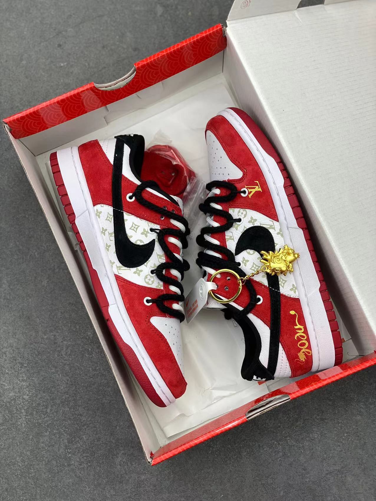 Nike SB Dunk Low 'Year of the Dragon' Custom Sneakers - Red & Black 10 i1712735067 1927 0