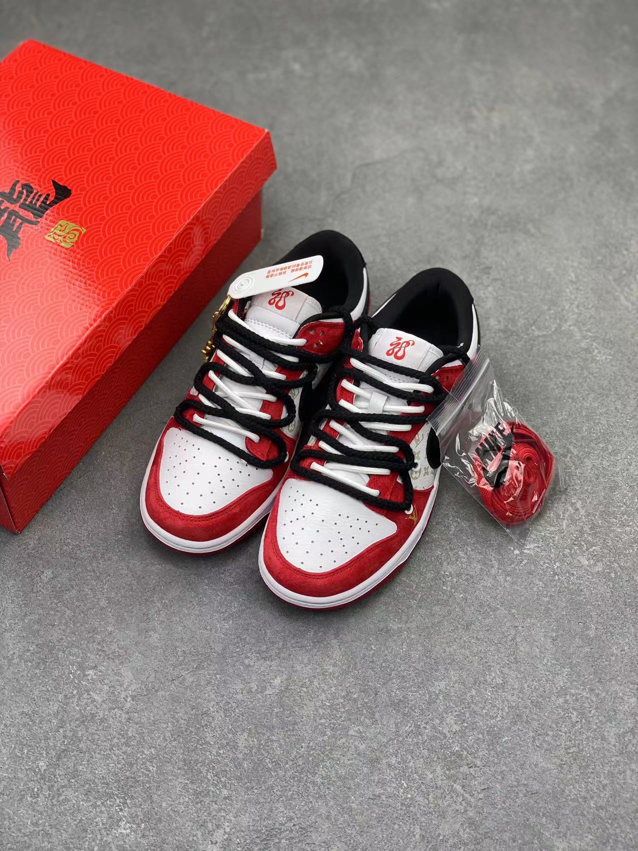 Nike SB Dunk Low 'Year of the Dragon' Custom Sneakers - Red & Black 9 i1712735067 2328 0