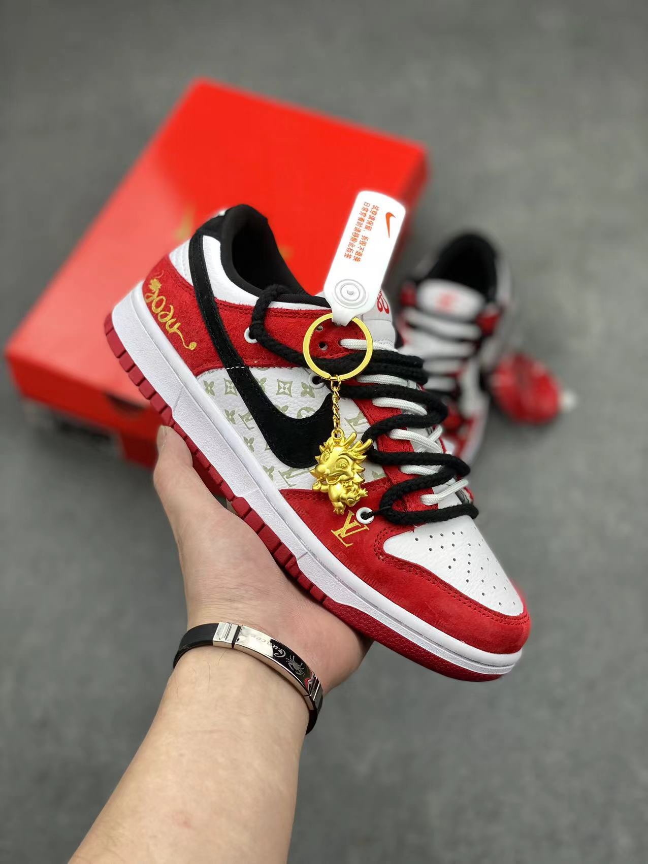 Nike SB Dunk Low 'Year of the Dragon' Custom Sneakers - Red & Black 2 i1712735067 6292 0