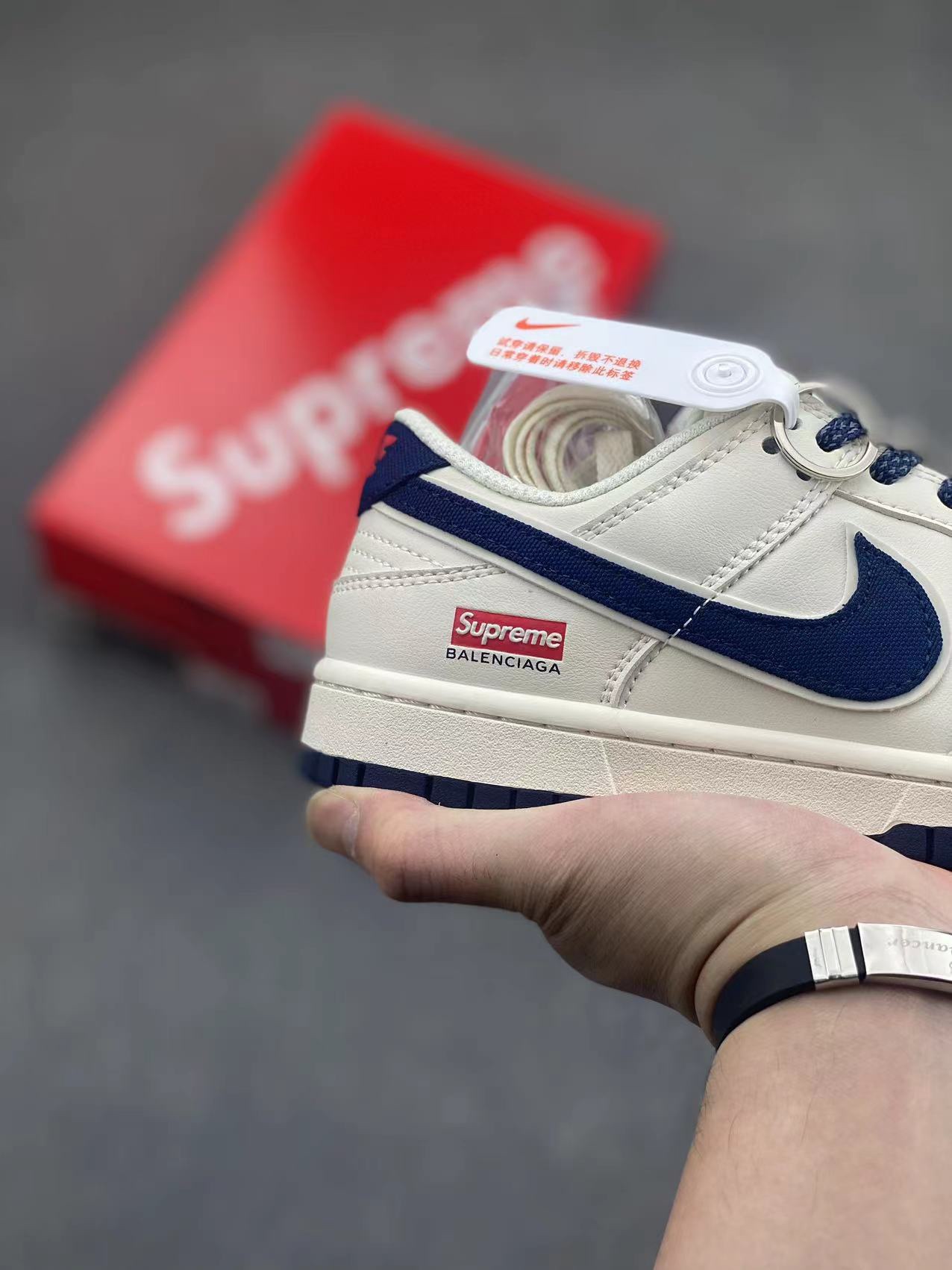 Nike SB Dunk Low Supreme Balenciaga Collab Cream White Blue Sneakers 6 i1717141592 2034 3