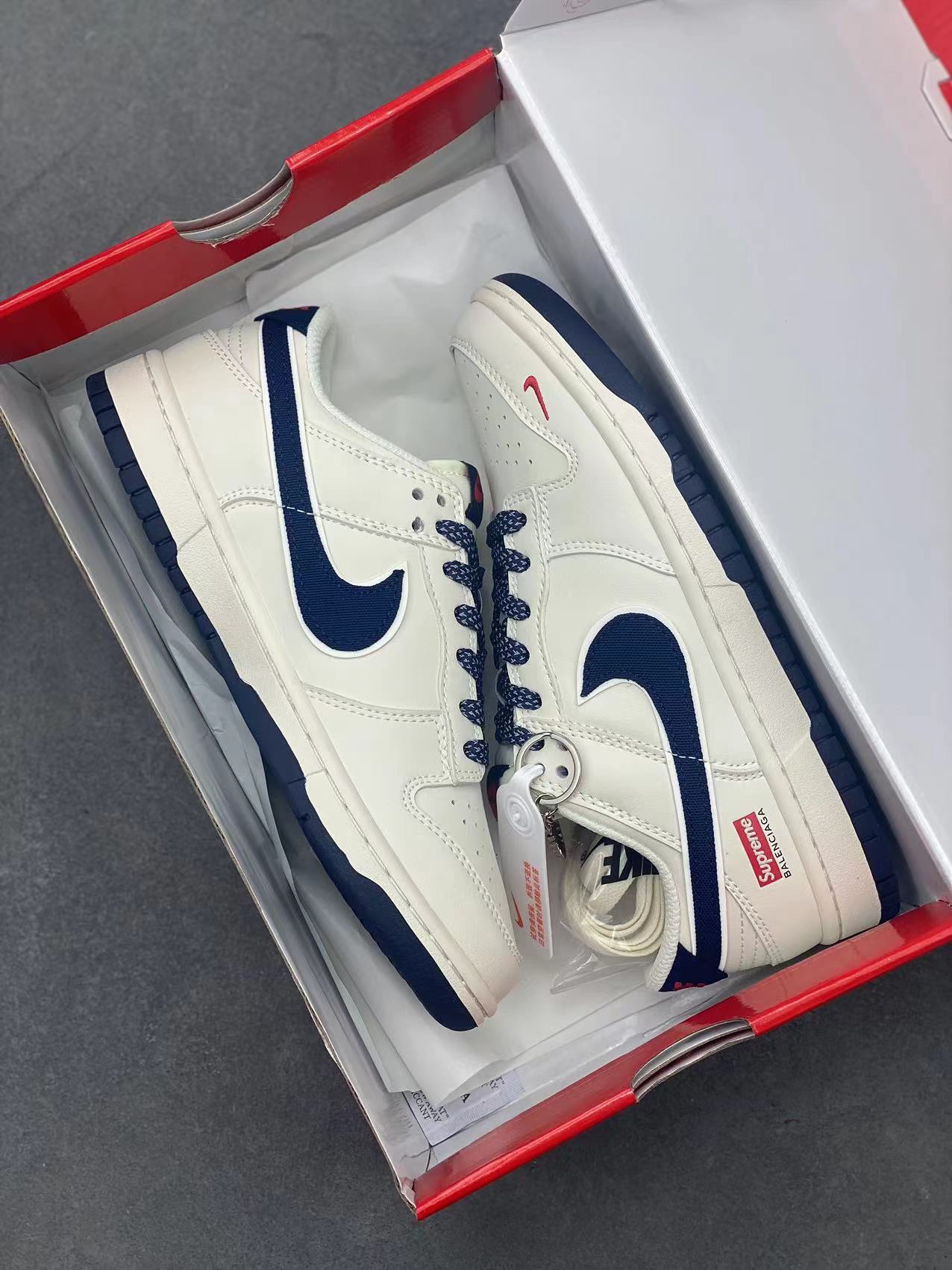 Nike SB Dunk Low Supreme Balenciaga Collab Cream White Blue Sneakers 10 i1717141593 1354 8