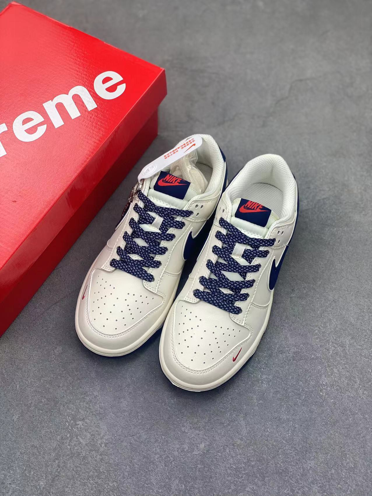 Nike SB Dunk Low Supreme Balenciaga Collab Cream White Blue Sneakers 9 i1717141593 2185 6