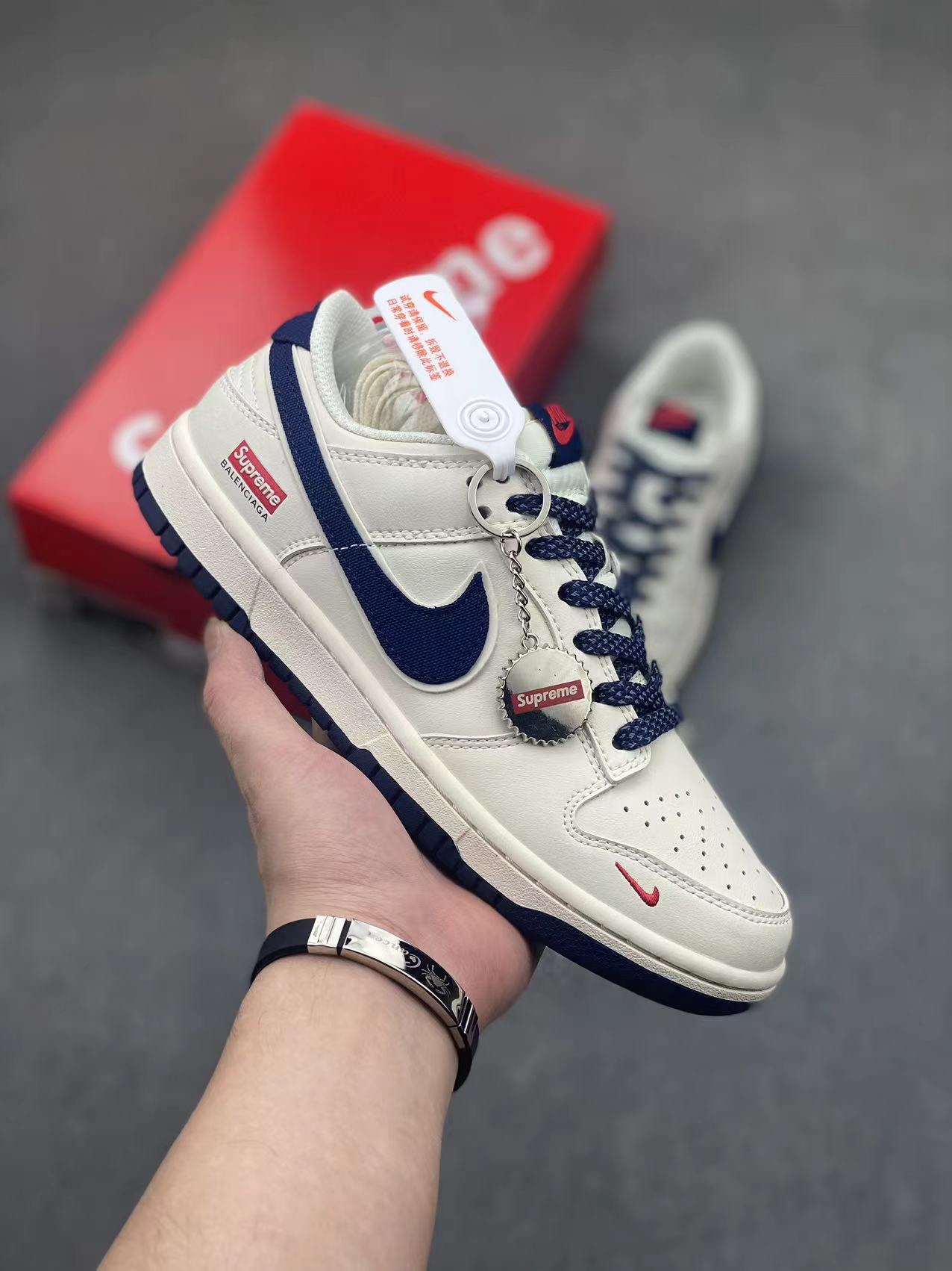 Nike SB Dunk Low Supreme Balenciaga Collab Cream White Blue Sneakers 2 i1717141593 5613 7