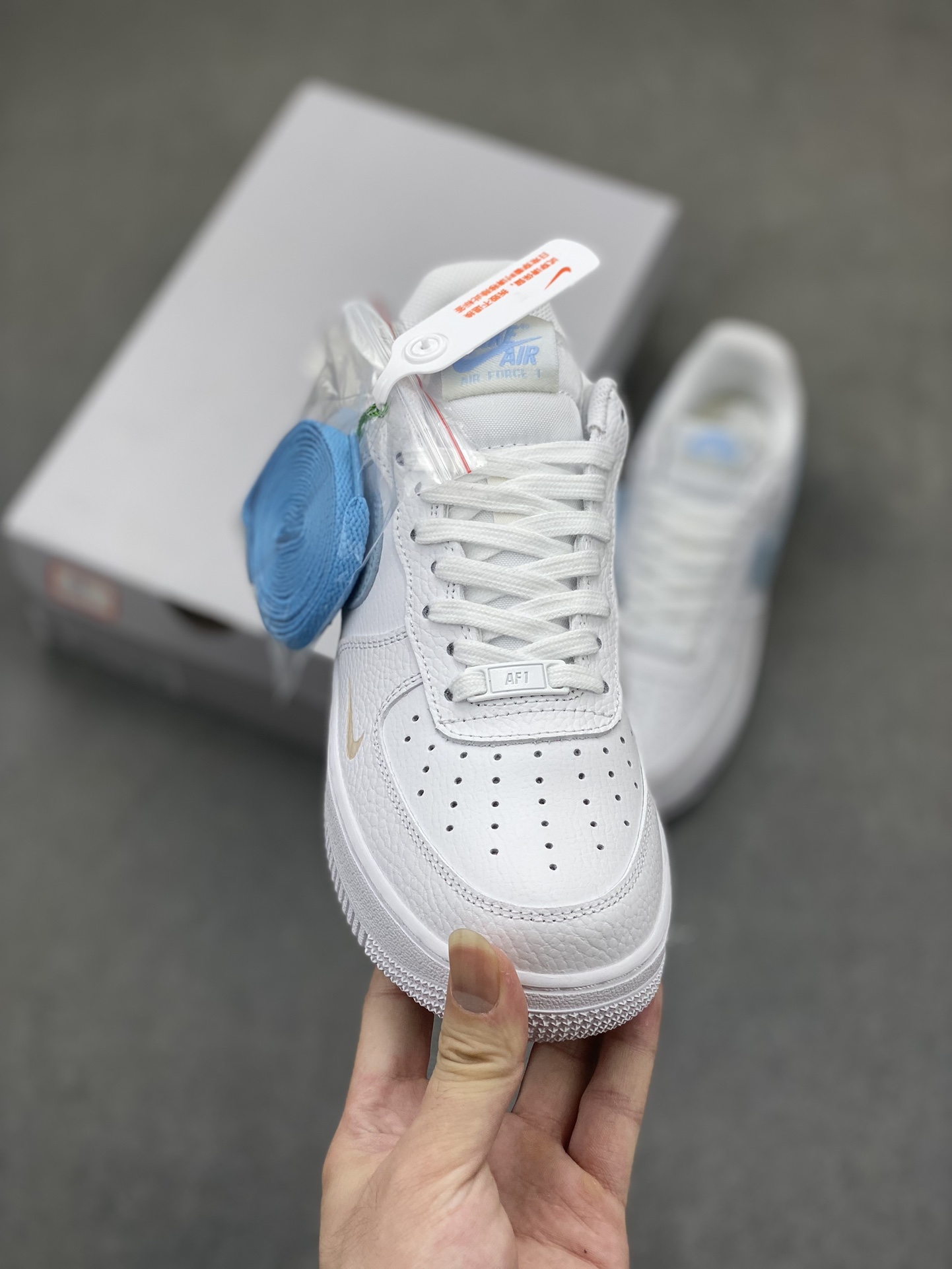 Nike Air Force 1 Low White/Blue Leather Sneakers Lifetime Warranty HF0022-100 3 i1719951695 4405 1