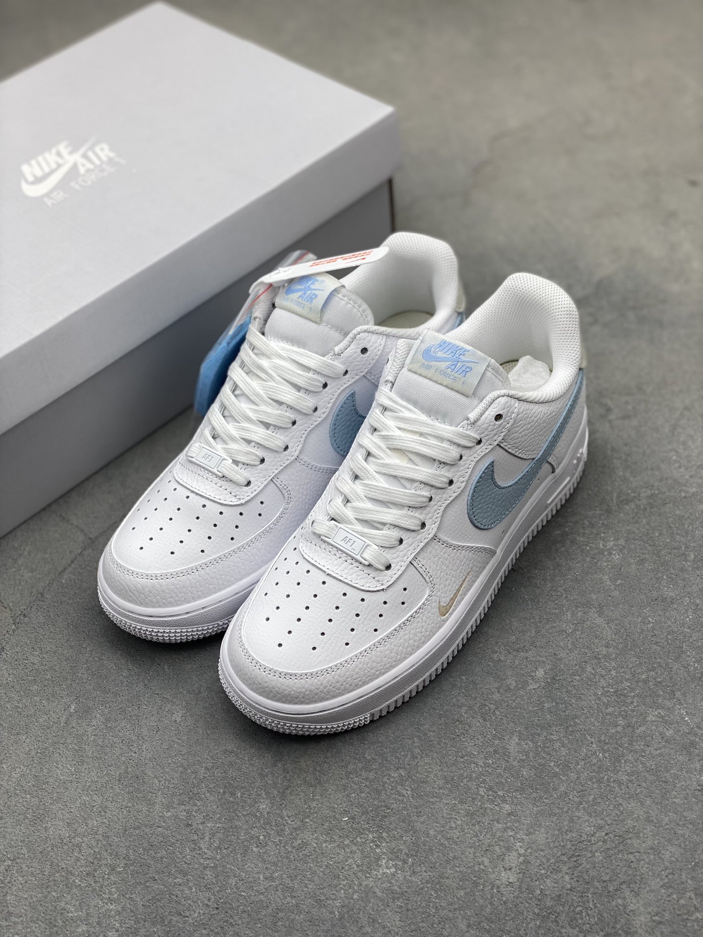 Nike Air Force 1 Low White/Blue Leather Sneakers Lifetime Warranty HF0022-100 9 i1719951695 5396 6
