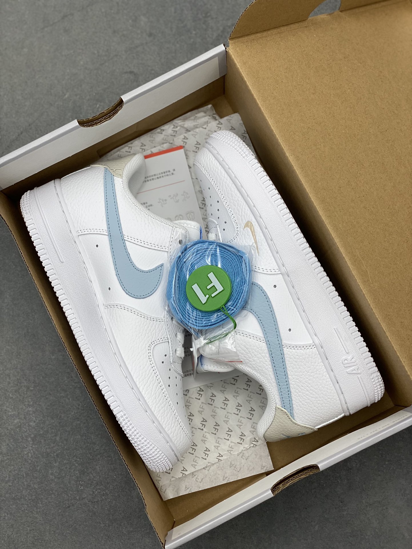 Nike Air Force 1 Low White/Blue Leather Sneakers Lifetime Warranty HF0022-100 10 i1719951695 772 8