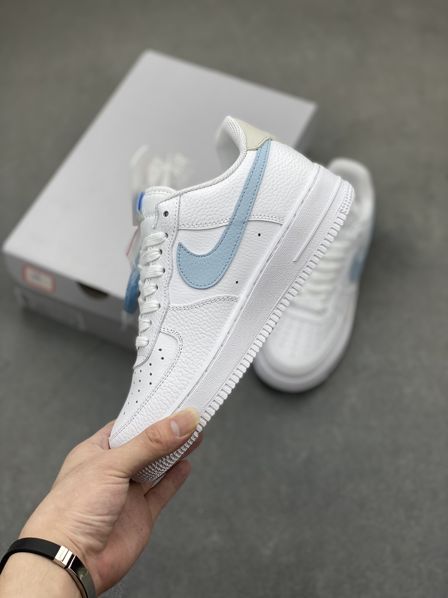 Nike Air Force 1 Low White/Blue Leather Sneakers Lifetime Warranty HF0022-100 4 i1719951695 7975 5
