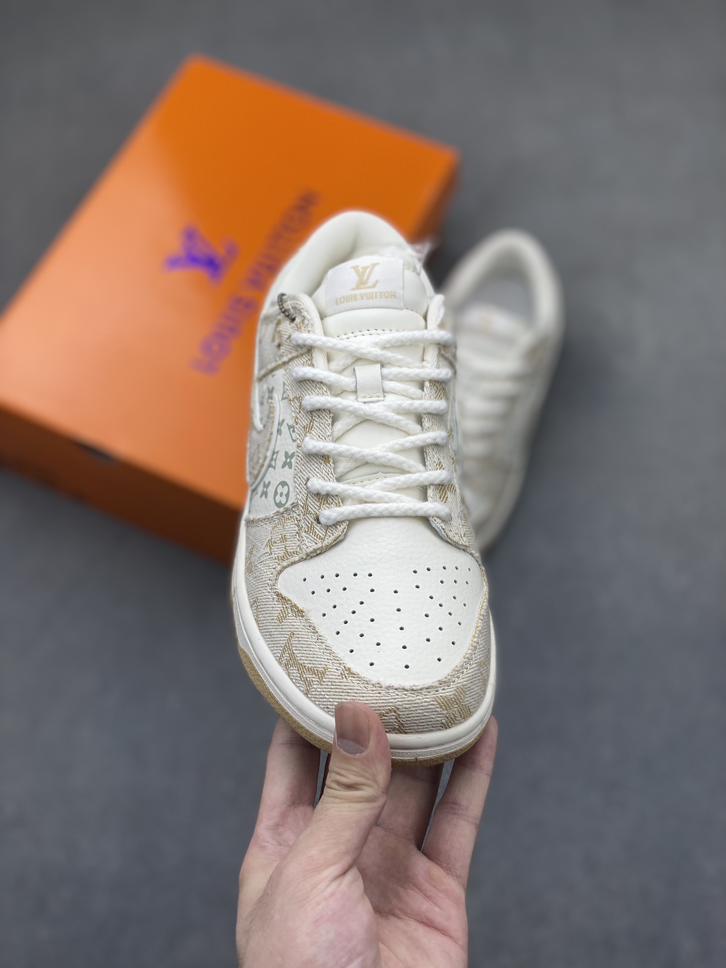 Nike SB Dunk Low Louis Vuitton Collab Custom Beige Casual Sneakers 3 i1720210061 7366 6