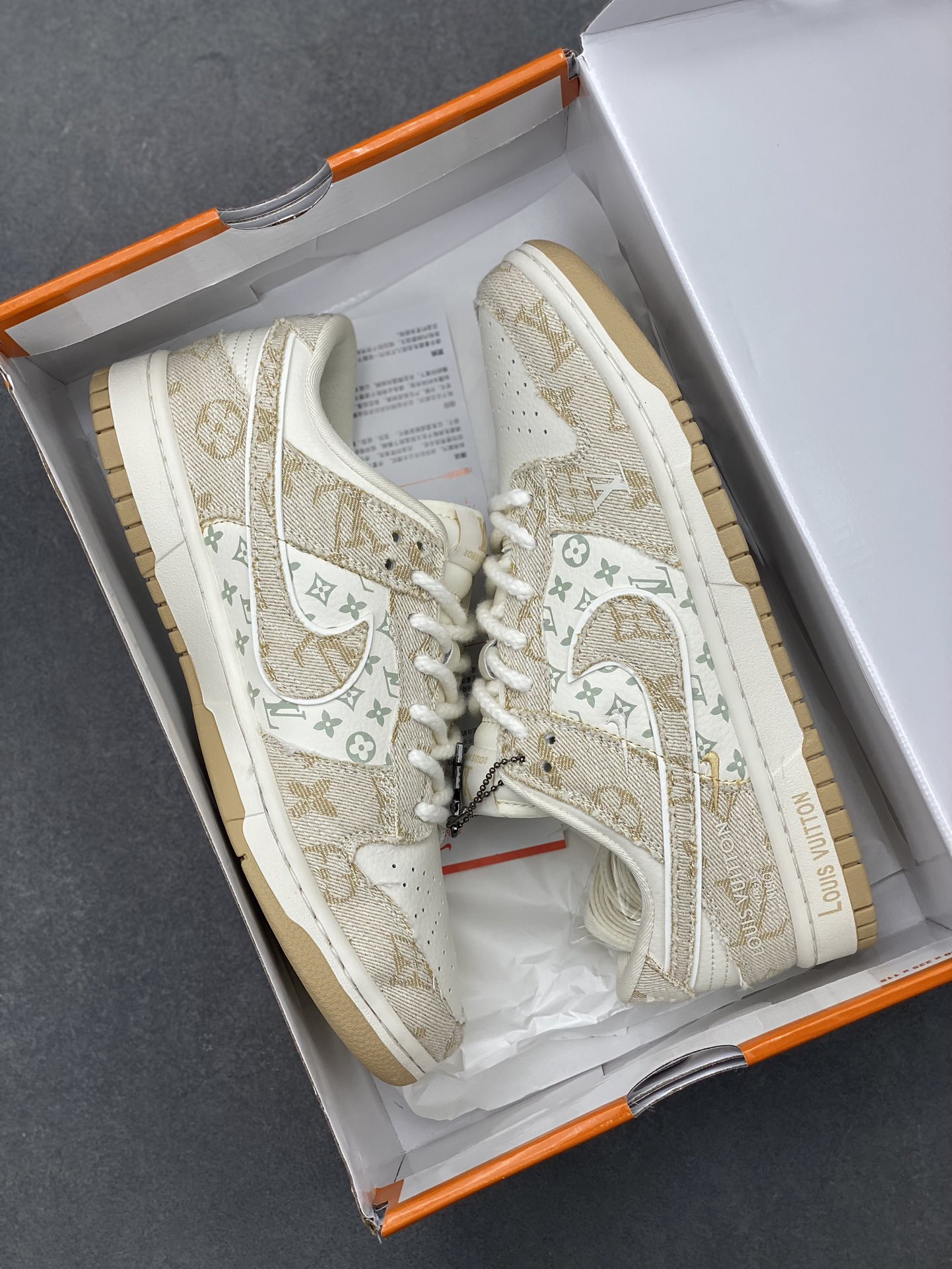Nike SB Dunk Low Louis Vuitton Collab Custom Beige Casual Sneakers 10 i1720210061 8811 3