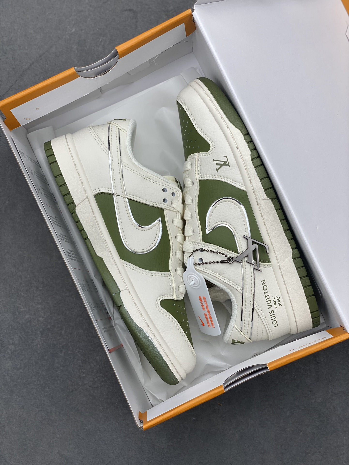 Nike SB Dunk Low Louis Vuitton Collab - White Olive Green Casual Sneakers 10 i1721681405 4845 8