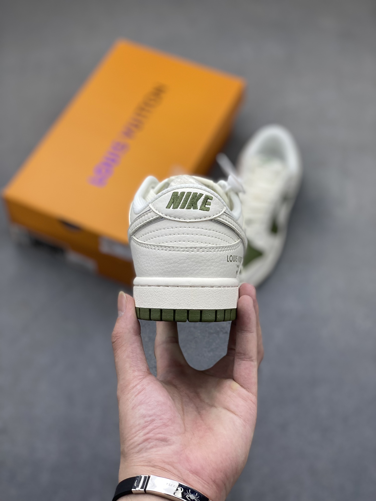 Nike SB Dunk Low Louis Vuitton Collab - White Olive Green Casual Sneakers 5 i1721681405 6515 6