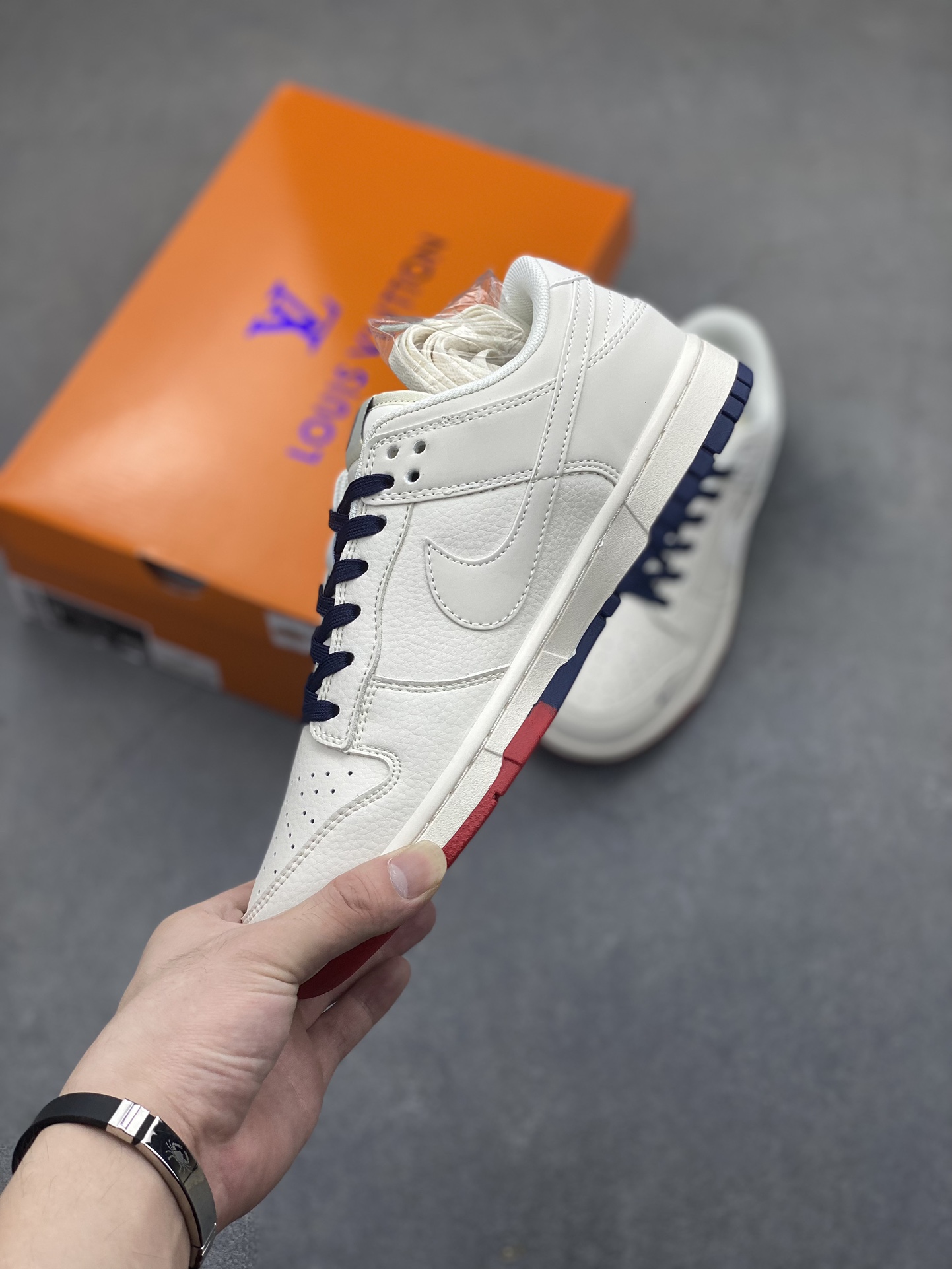 Nike SB Dunk Low Louis Vuitton Collab Sneakers - White, Red & Blue 4 i1721864200 3619 4