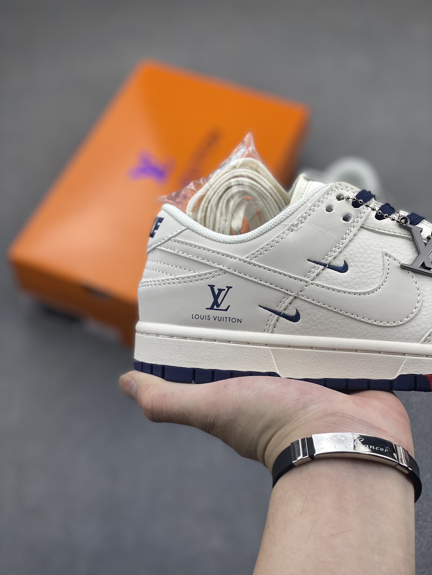 Nike SB Dunk Low Louis Vuitton Collab Sneakers - White, Red & Blue 6 i1721864200 5791 1
