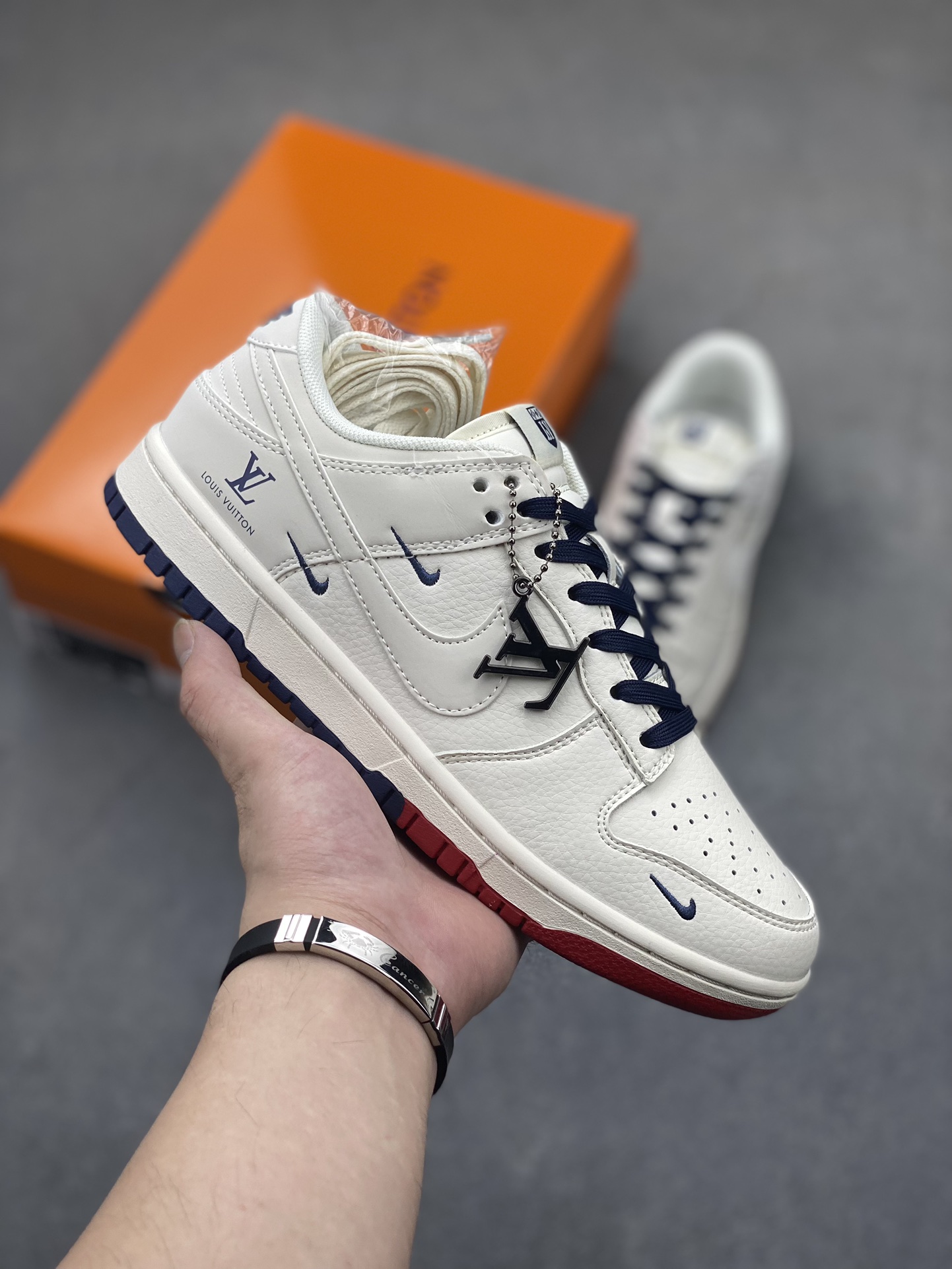 Nike SB Dunk Low Louis Vuitton Collab Sneakers - White, Red & Blue 2 i1721864200 8561 2