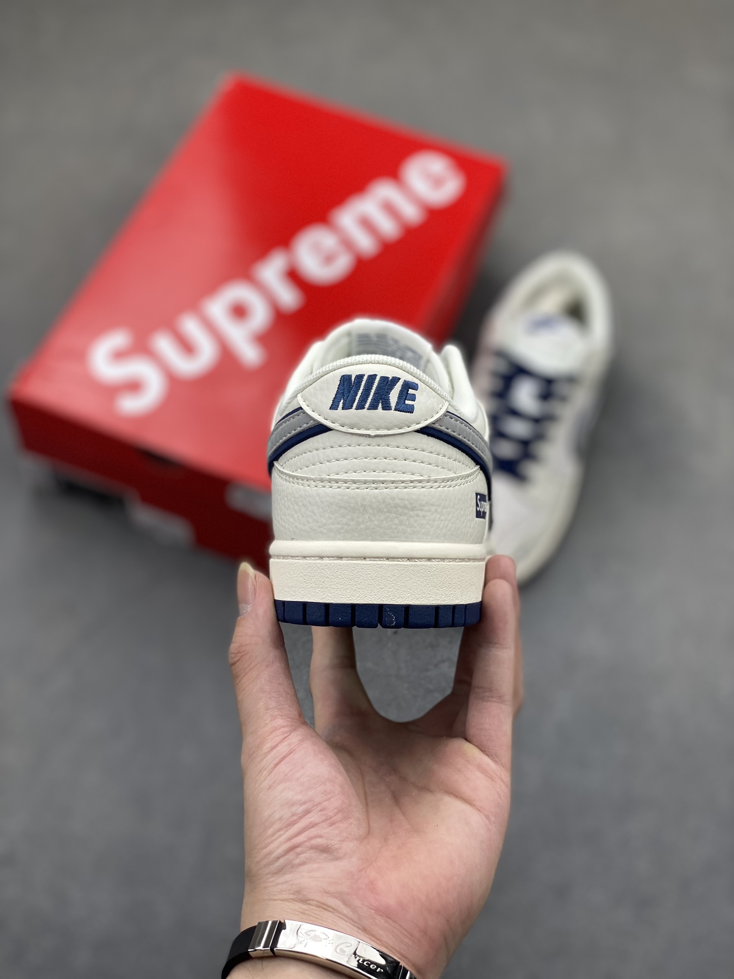 Nike SB Dunk Low Supreme Collab Sneakers - White/Blue, Anniversary Edition 5 i1725561578 1272 4