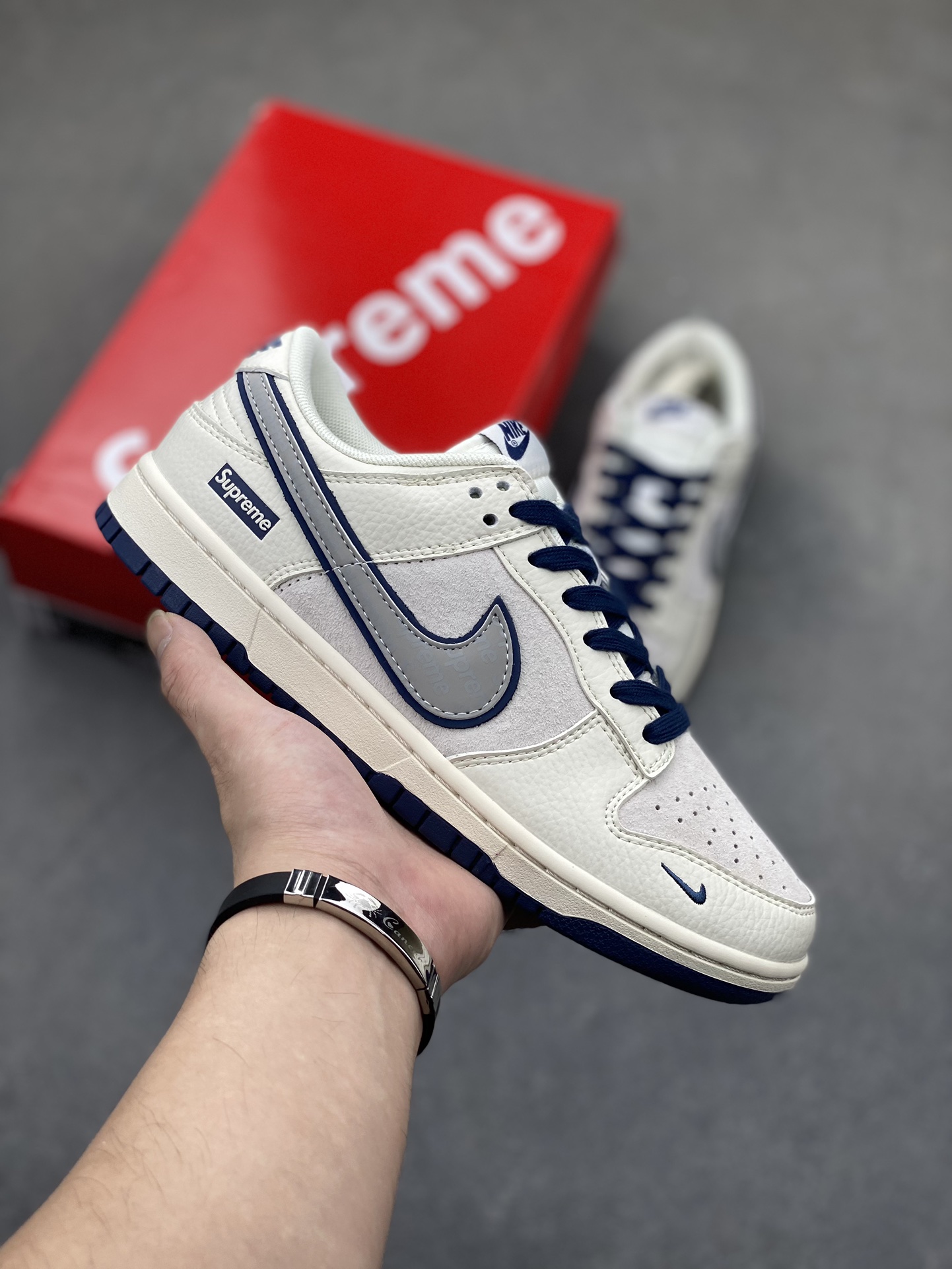 Nike SB Dunk Low Supreme Collab Sneakers - White/Blue, Anniversary Edition 2 i1725561578 3338 0