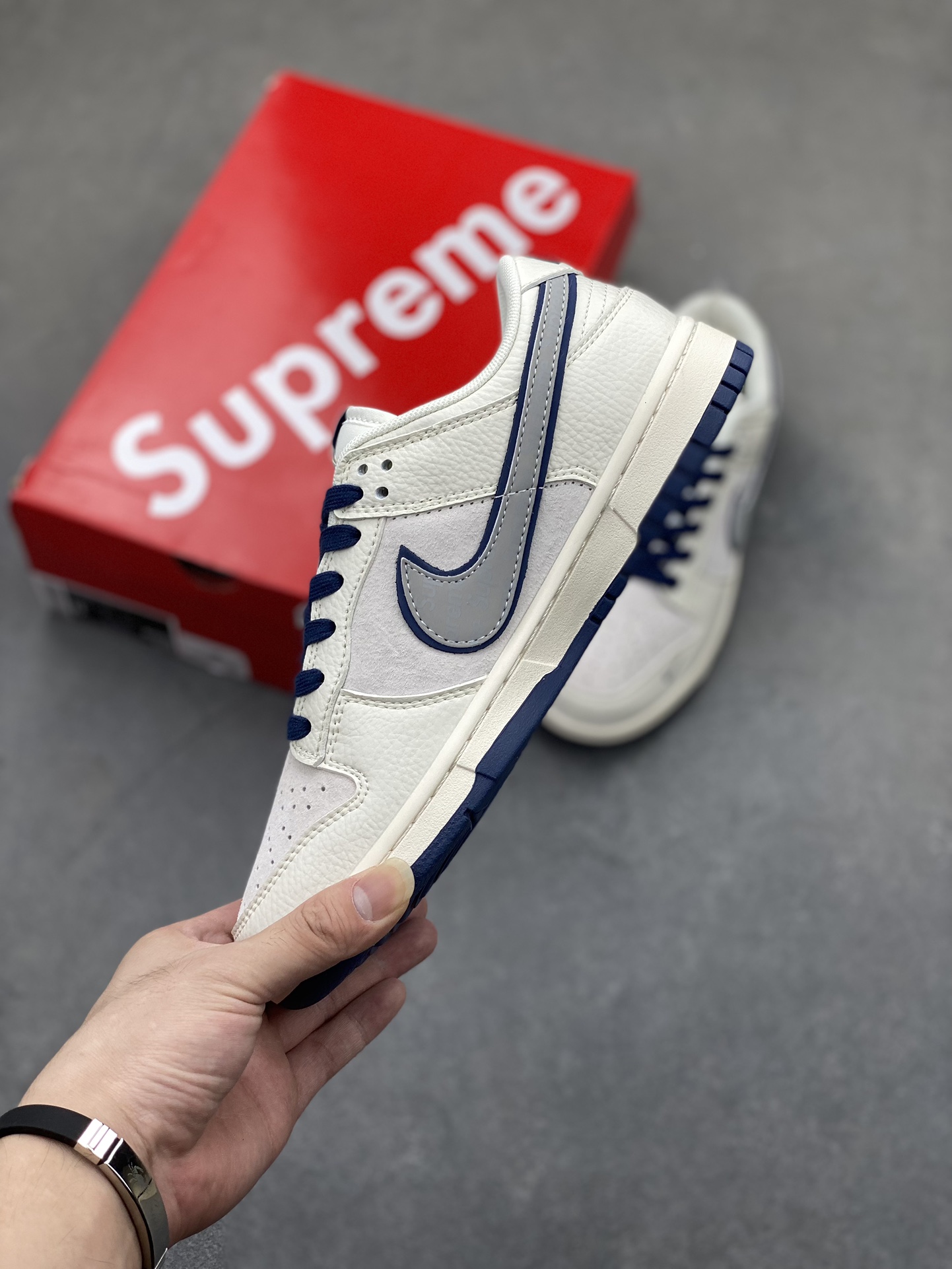 Nike SB Dunk Low Supreme Collab Sneakers - White/Blue, Anniversary Edition 4 i1725561578 7211 6