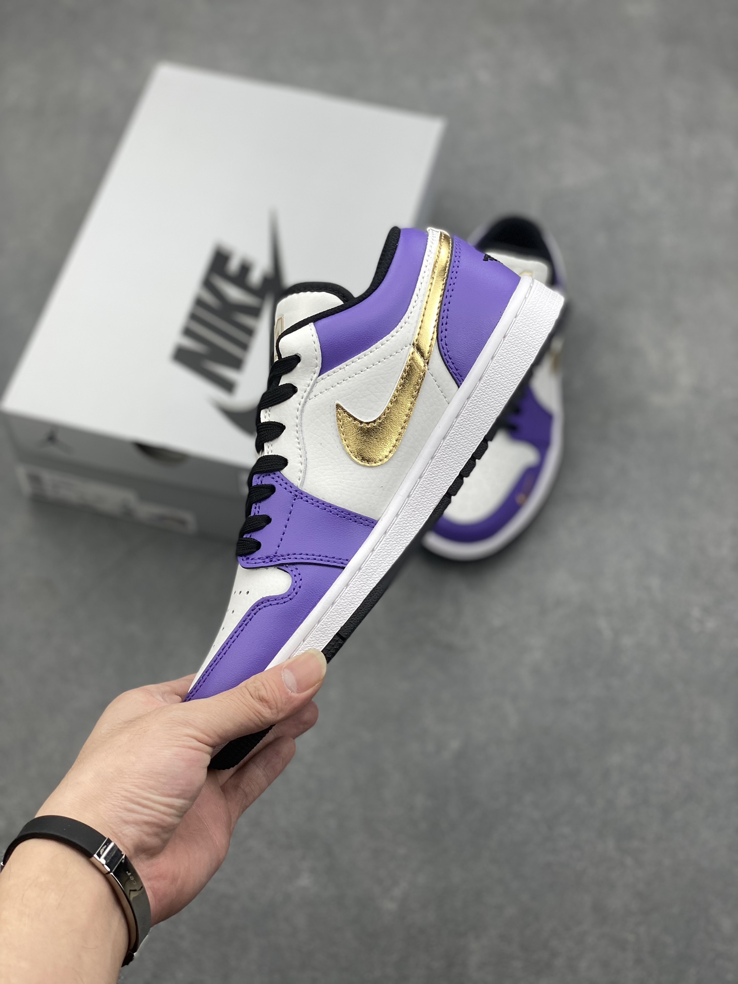 Nike Air Jordan 1 Low Kobe Lakers Shoes, Gold Accents, Purple and White 3 i1728424353 3441 4