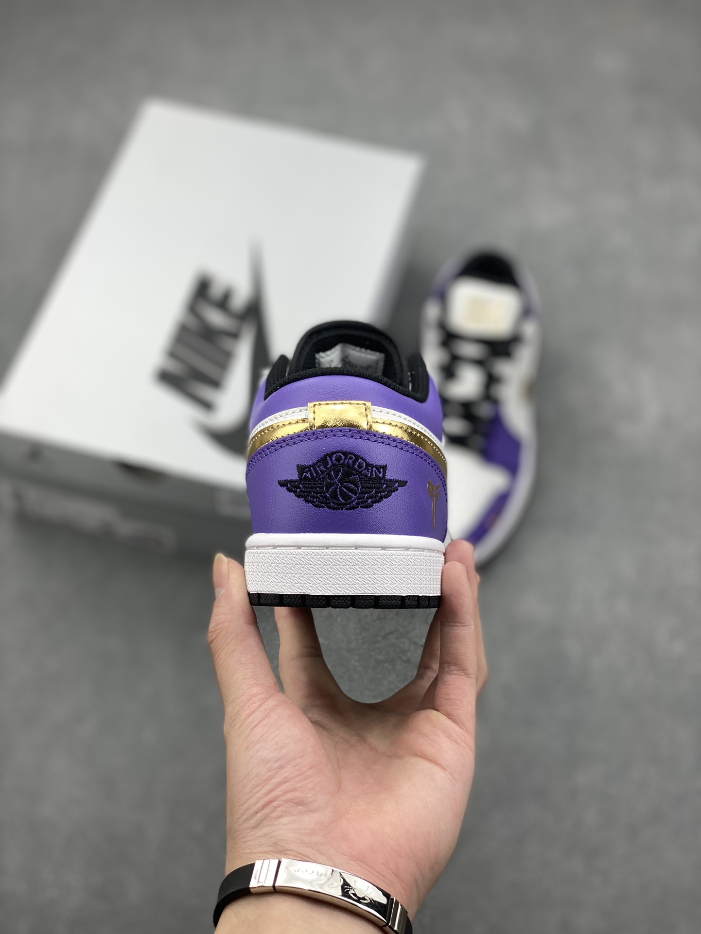 Nike Air Jordan 1 Low Kobe Lakers Shoes, Gold Accents, Purple and White 4 i1728424353 372 2
